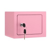 Ul-Tech 6.5L Small Safe Box Pink with Mechanical Key Lock Two Keys Included Compact Steel Home Security