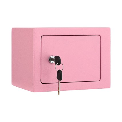 Ul-Tech 6.5L Small Safe Box Pink with Mechanical Key Lock Two Keys Included Compact Steel Home Security