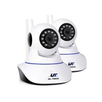 UL-TECH 1080P Wireless IP Security Camera with Night Vision, Motion Detection, and 128GB TF Card Support - White