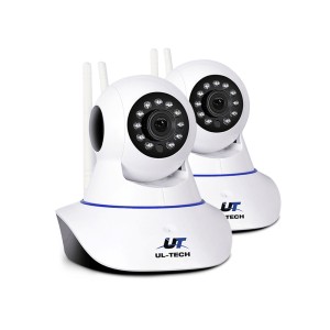UL-TECH 1080P Wireless IP Security Camera with Night Vision, Motion Detection, and 128GB TF Card Support - White