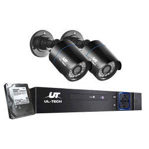 UL-TECH 1080P CCTV Security System: 4CH DVR, 2 Cameras, 1TB HDD, Infrared Night Vision, Motion Detection, Remote Access