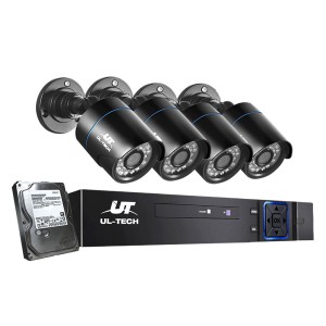 UL-TECH 1080P CCTV Security System: 4CH DVR, 4 Cameras, 1TB HDD, Motion Detection, Infrared Night Vision, Remote Access