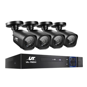 UL-TECH 8CH DVR CCTV Security System: 4x 1080p Cameras, Motion Detection, Night Vision, Remote Access, Weatherproof