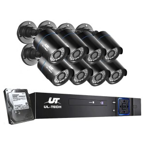 UL-TECH 1080P 8CH CCTV Security System with 8 Cameras, 1TB HDD, Motion Detection, Night Vision, Remote Access