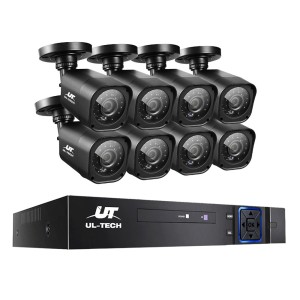 UL-TECH 1080P 8CH DVR CCTV System with 8 Cameras, Motion Detection, Infrared Night Vision, Remote Access, IP66