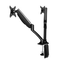 Artiss Dual Monitor Arm Stand with Gas Spring, 360° Swivel, Tilt & Cable Management for 10"-27" Screens, Aluminium