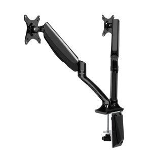 Artiss Dual Monitor Arm Stand with Gas Spring, 360° Swivel, Tilt & Cable Management for 10"-27" Screens, Aluminium