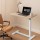 Artiss Adjustable Mobile Laptop Desk 70CM - Pneumatic Height Control, L-Shaped Frame, Hidden Casters, Oak/White