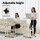 Artiss Adjustable Mobile Laptop Desk – 60CM, Steel Frame, Dual-Knob Height, 2-Tier Storage, Lockable Wheels, Oak/White