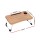 Artiss Foldable Laptop Desk Table 60x40cm Oak MDF, Portable Adjustable Lap Tray with Cup Holder and Device Slot