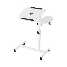 Artiss 360° Rotating Laptop Desk with USB Cooler, Adjustable Height & Tilt, Steel Frame, 60cm, White, Mobile Stand Artiss 360° Rotating Laptop Desk with USB Cooler, Adjustable Height & Tilt, Steel Frame, 60cm, White, Mobile Stand