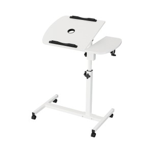 Artiss 360° Rotating Laptop Desk with USB Cooler, Adjustable Height & Tilt, Steel Frame, 60cm, White, Mobile Stand