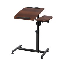 Artiss Walnut Laptop Desk with 360° Rotation, Adjustable Height & Lockable Wheels - 60cm MDF Mobile Table Stand Artiss Walnut Laptop Desk with 360° Rotation, Adjustable Height & Lockable Wheels - 60cm MDF Mobile Table Stand