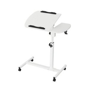 Artiss 60CM White Laptop Desk Table with Fan Cooling | 360° Rotating Stand, Adjustable Height & Tilt | Mobile Workspace