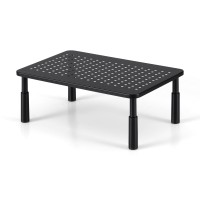 Artiss Adjustable Monitor Stand Riser - 3 Heights, Metal Frame, 20kg Capacity, Black, 37x23.5cm, For Desks & Laptops