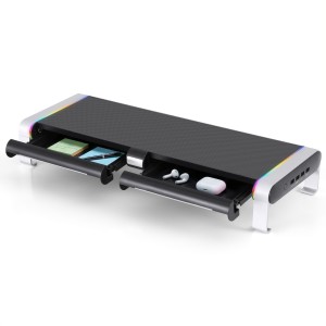 Artiss RGB Monitor Stand with USB Hub & Pen Holder, 54cm Black - Elevate Ergonomics & Enhance Desk Space with RGB Lights