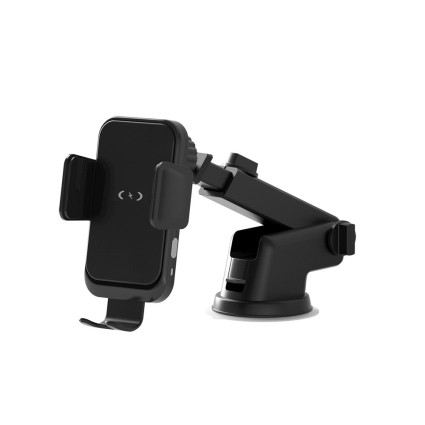 Devanti Wireless Car Charger 15W Fast Charging Car Mount with Vent Clip & Suction Cup, 360° Rotation, Safety Features