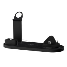 Devanti 4-in-1 15W Wireless Charger Station for iPhone, iWatch, AirPods - Safe, Rotatable, Black, ABS+PC, 23x