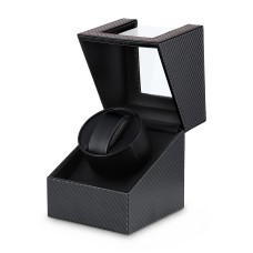 Embellir Automatic Watch Winder Box - Quiet Motor, Carbon Fibre Black, Single Watch, 12.2x12.8x16cm, Battery/AC Powered