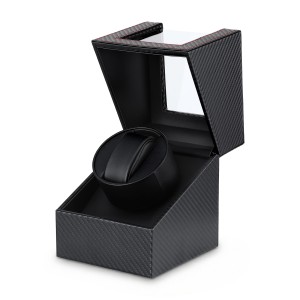 Embellir Automatic Watch Winder Box - Quiet Motor, Carbon Fibre Black, Single Watch, 12.2x12.8x16cm, Battery/AC Powered