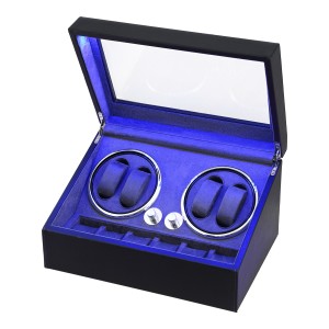 Embellir Automatic Double Watch Winder Box with LED, Ultra Quiet Motor, Faux Leather, 34x24x18cm, Black