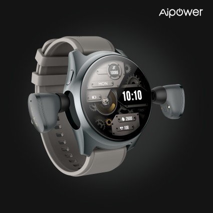 Aipower W28 Pro Smart Watch 1.43in HD Display Built-in Pop-up Bluetooth Earbuds 4G Music Fitness Tracker