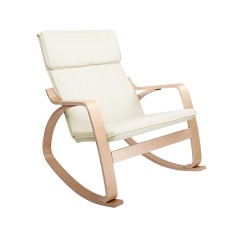 Artiss Rocking Armchair, Birch Plywood, Beige, 67x81x86cm, Comfortable Bentwood Design, 100% Cotton Fabric