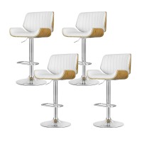 Artiss Galina Bar Stools, PU Leather, Adjustable, White, 63-83cm Seat Height, Contemporary Style, 4 Pack