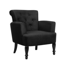 Artiss Wingback Armchair, 100% Polyester, 75x70x79cm, Charcoal Black, Elegant Button Design, French Provincial Style
