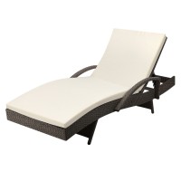 Gardeon Sun Lounge Wicker Beach Chair - Adjustable Aluminium Frame, UV-Resistant, 190cm, Grey & Beige, 1-Year Warranty