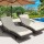 Gardeon 2PC Sun Lounge Set: Adjustable Wicker Lounger, UV-Resistant Aluminium Frame, 5cm Cushion, Grey & Beige, 190x70x