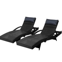 Gardeon 2x Adjustable Sun Lounge Wicker Outdoor Beach Chair, Aluminium Frame, 190cm, UV-Resistant, Cushion Included