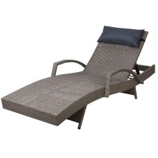 Gardeon Adjustable Sun Lounge: Weather-Resistant Wicker Armchair with Cushions, 4-Position Backrest, Grey & Beige Gardeon Adjustable Sun Lounge: Weather-Resistant Wicker Armchair with Cushions, 4-Position Backrest, Grey & Beige