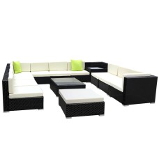 Gardeon 13-Piece Outdoor Furniture Set: Wicker Sofa Lounge with Cushions, UV-Resistant, Aluminium Frame, 11-Seater
