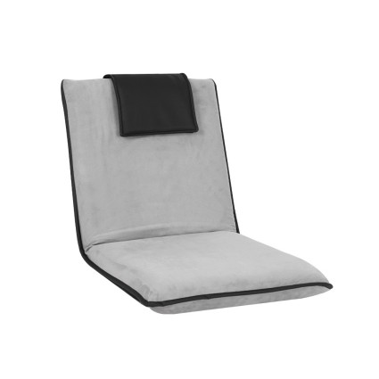 Artiss Floor Lounge Sofa Bed Recliner Chair, Adjustable 5-Position Folding Couch, Linen & Flocking, Grey, 98x46cm