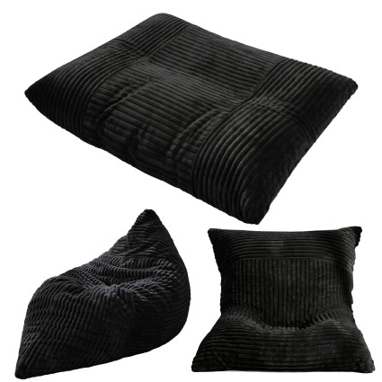 Artiss 3-in-1 Convertible Bean Bag Chair Dark Grey Lounger Chair Bed Premium Machine Washable Cover