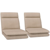 Artiss 2X Floor Chair Sofa Linen Beige - 5 Reclining Positions, Foldable Design, Faux Linen Fabric, 122cm x 50cm x 14cm