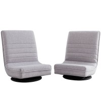 Artiss 2 Swivel Floor Chairs 360° Adjustable Foldable Lounge Seats Grey Breathable Fabric Metal Frame