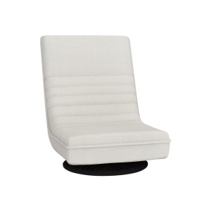 Artiss Floor Lounge Sofa - White Foldable Swivel Chair, Faux Linen, 360° Rotatable, High Resilience Cushion, 45x55x57cm