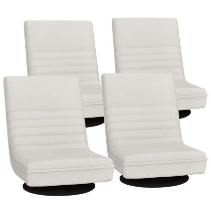 Artiss 4X Floor Chair Lounge Sofa - Swivel, Foldable, White Faux Linen, 360° Rotation, Heavy-Duty Steel, Easy Storage