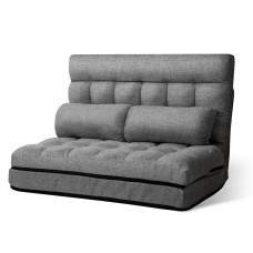 Artiss Lounge Sofa Bed, Faux Linen Fabric, 2-Seater, Grey, 167x95x13cm, Adjustable Comfort, Easy Storage Artiss Lounge Sofa Bed, Faux Linen Fabric, 2-Seater, Grey, 167x95x13cm, Adjustable Comfort, Easy Storage