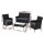 Gardeon 4 Seater Outdoor Sofa Set - Black Rattan, Steel Frame, Tempered Glass Table, Cushions, Storage Cover Included