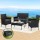Gardeon 4 Seater Outdoor Sofa Set - Black Rattan, Steel Frame, Tempered Glass Table, Cushions, Storage Cover Included