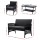 Gardeon 4PCS Black Wicker Outdoor Sofa Set with Harp Design, Cushions & Table - UV-Resistant, Indoor/Outdoor Use