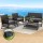 Gardeon 4PCS Outdoor Rattan Sofa Set - PE Wicker, Steel Frame, Dark Grey, with Storage Cover & Tempered Glass Table