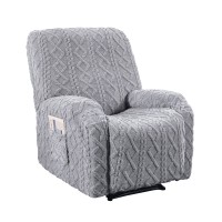 Artiss Grey Recliner Chair Cover Slipcover with Storage Side Pocket High Stretch Soft Textured Fabric