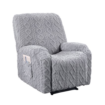 Artiss Grey Recliner Chair Cover Slipcover with Storage Side Pocket High Stretch Soft Textured Fabric