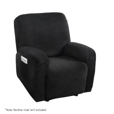 Artiss Recliner Chair Cover Velvet 1-Seater Black - Luxurious Comfort, Anti-Slip, Machine Washable, Easy Fit
