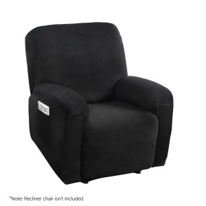 Artiss Recliner Chair Cover Velvet 1-Seater Black - Luxurious Comfort, Anti-Slip, Machine Washable, Easy Fit