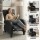 Artiss Small Black PU Leather Massage Recliner Sofa with 2-Point Massage, Adjustable Backrest, and Footrest
